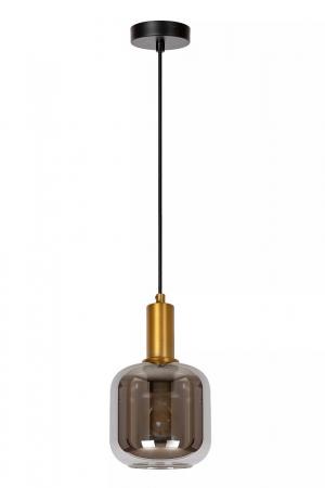 Lucide JOANET Pendelleuchte Ø16 cm E27 Rauchglas Grau Messing