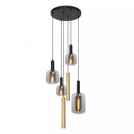 Lucide JOANET Pendelleuchte Ø65 cm 4xE27 Messing Rauchglas