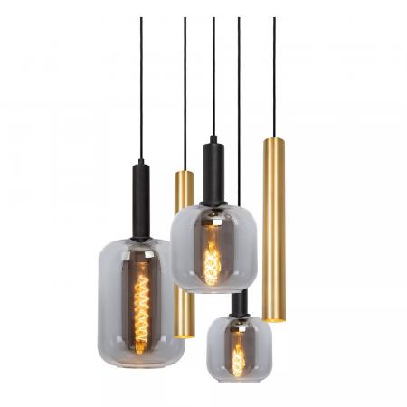 Lucide JOANET Pendelleuchte Ø65 cm 4xE27 Messing Rauchglas