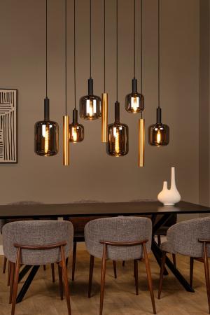 Lucide JOANET Pendelleuchte 6xE27 Messing modern Glas dimmbar