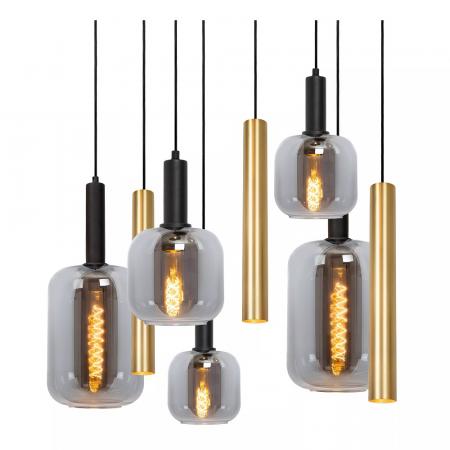 Lucide JOANET Pendelleuchte 6xE27 Messing modern Glas dimmbar