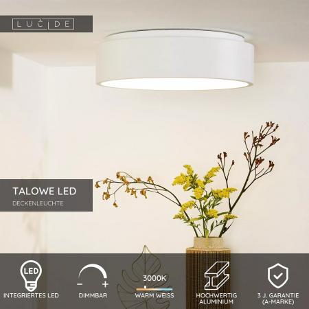 Lucide TALOWE LED Deckenleuchte Ø45,5cm 30W 3000K Weiß dimmbar