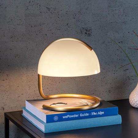 Lucide CATO Tischlampe Ø23,5cm E27 Weiß Retro Glas Metall