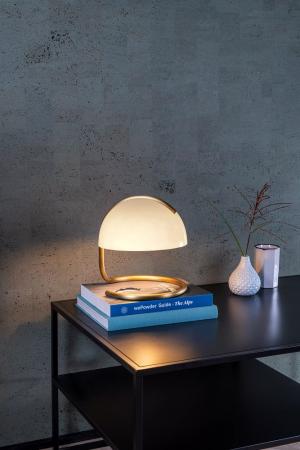 Lucide CATO Tischlampe Ø23,5cm E27 Weiß Retro Glas Metall