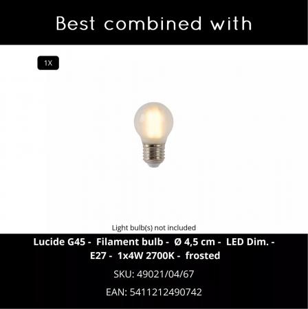 Lucide CATO Tischlampe Ø23,5cm E27 Weiß Retro Glas Metall