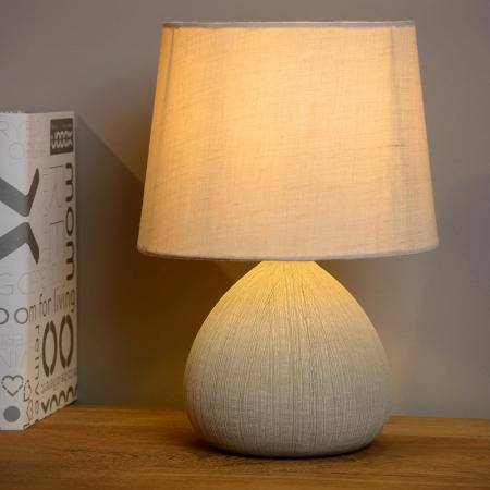 Lucide RAMZI Tischleuchte Ø18cm 1xE14 Beige Keramik Japandi