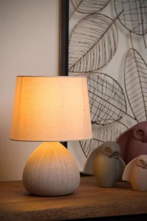 Lucide RAMZI Tischleuchte Ø18cm 1xE14 Beige Keramik Japandi