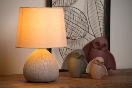 Lucide RAMZI Tischleuchte Ø18cm 1xE14 Beige Keramik Japandi