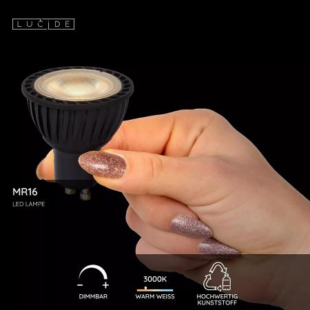 Lucide MR16 LED Lampe GU10 5W 3000K dimmbar Schwarz