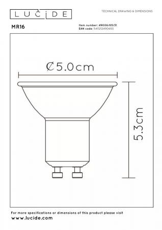 Lucide MR16 LED Lampe GU10 5W 3000K dimmbar 320lm