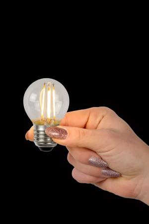 Lucide G45 LED Glühfadenlampe E27 Ø4,5 cm 4W 2700K dimmbar Transparent