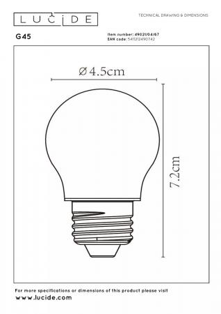 Lucide G45 LED Glühfadenlampe E27 Ø4,5 cm 4W 2700K dimmbar Matt