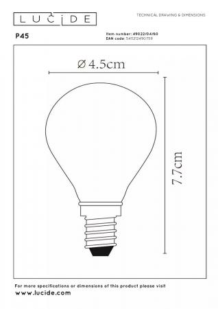 Lucide P45 LED Glühfadenlampe Ø4,5 cm E14 4W 2700K dimmbar Transparent
