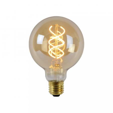 Lucide G95 LED Glühfadenlampe Ø9,5cm E27 4,9W 2200K Amber dimmbar