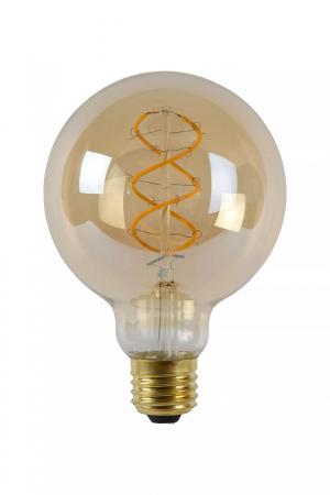 Lucide G95 LED Glühfadenlampe Ø9,5cm E27 4,9W 2200K Amber dimmbar