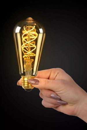 Lucide ST64 LED Glühfadenlampe Ø6,4cm E27 4,9W 2200K Amber dimmbar Vintage