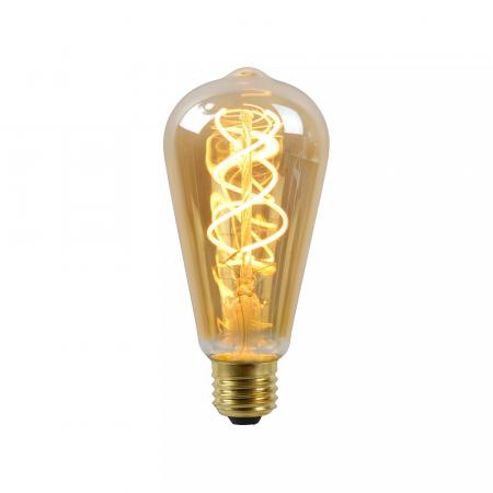 Lucide ST64 LED Glühfadenlampe Ø6,4cm E27 4,9W 2200K Amber dimmbar Vintage