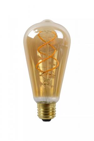 Lucide ST64 LED Glühfadenlampe Ø6,4cm E27 4,9W 2200K Amber dimmbar Vintage