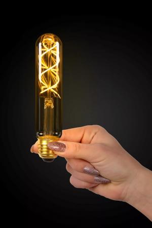 Lucide T32 LED Glühfadenlampe Ø3cm E27 4,9W 2200K Amber dimmbar Rohrform