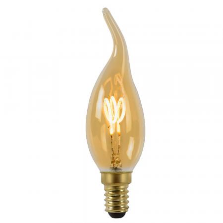 Lucide CT35 E14 LED Filament 3W 2200K 165 lm dimmbar Amber – kompakte Vintage-Kerzenlampe