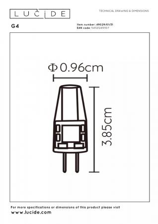  Lucide G4 - Led Lampe - Ø 0,9 cm - LED - G4 - 1x1,5W 2700K - Transparent
