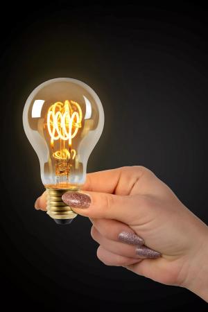 Lucide A60 LED Glühfadenlampe Ø6cm E27 4,9W 2200K Amber dimmbar