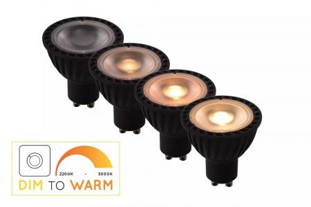  Lucide MR16 - Led Lampe - Ø 5 cm - LED Dim to warm - GU10 - 1x5W 2200K/3000K - Schwarz CRI 95