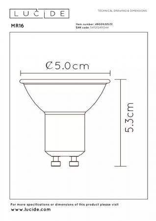  Lucide MR16 - Led Lampe - Ø 5 cm - LED Dim to warm - GU10 - 1x5W 2200K/3000K - Weiß