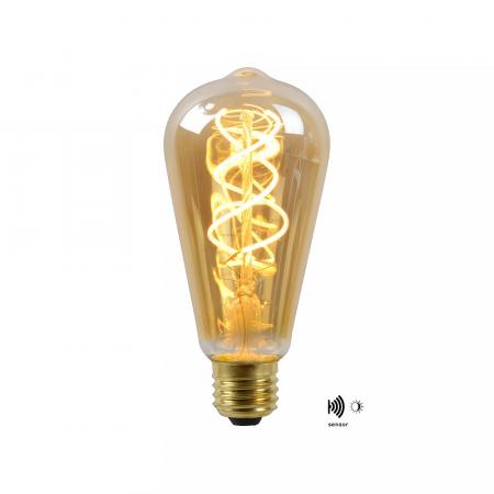 Lucide ST64 TWILIGHT SENSOR E27 LED Filament 4W 2200K 300 lm Amber – mit Dämmerungssensor
