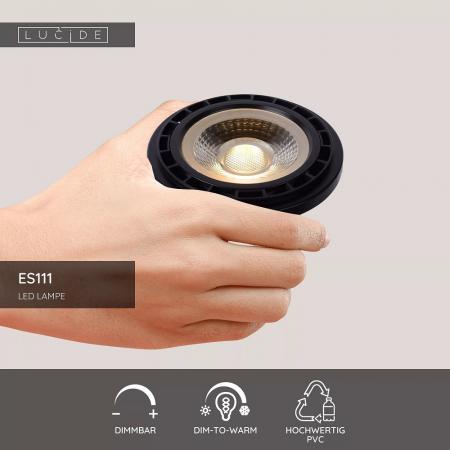 Lucide ES111 GU10 LED 12W 2200K–3000K 820 lm Dim-to-Warm Schwarz – leistungsstarkes LED-Leuchtmittel für stimmungsvolles Licht