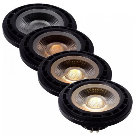 Lucide ES111 GU10 LED 12W 2200K–3000K 820 lm Dim-to-Warm Schwarz – leistungsstarkes LED-Leuchtmittel für stimmungsvolles Licht