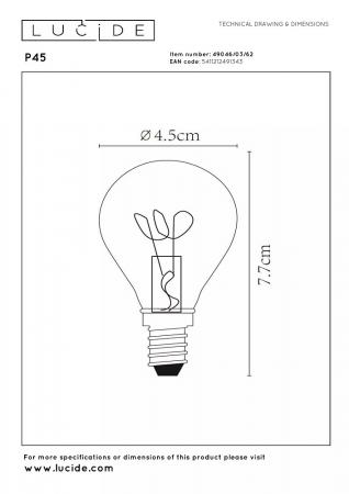 Lucide P45 LED Filamentlampe E14 3W 2200K Amber