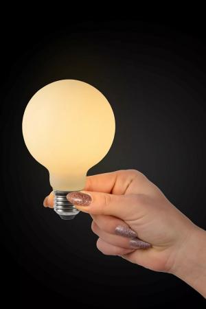 Lucide G80 E27 LED Filament 4,9W 2700K 500 lm Opal dimmbar – moderne Globus-Glühfadenlampe
