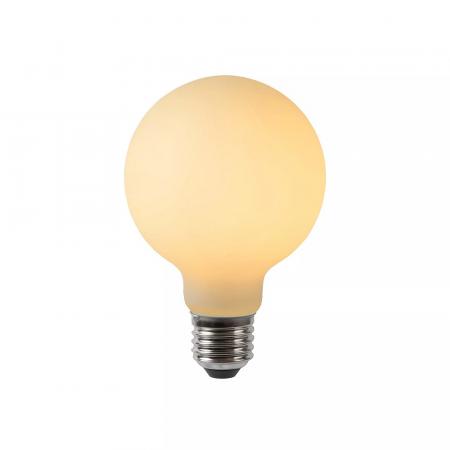 Lucide G80 E27 LED Filament 4,9W 2700K 500 lm Opal dimmbar – moderne Globus-Glühfadenlampe