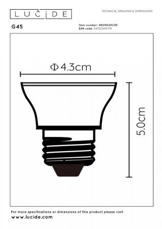 Lucide G45 LED Lampe E27 5W 2700K 3-StepDim Schwarz modern Ø4,3cm