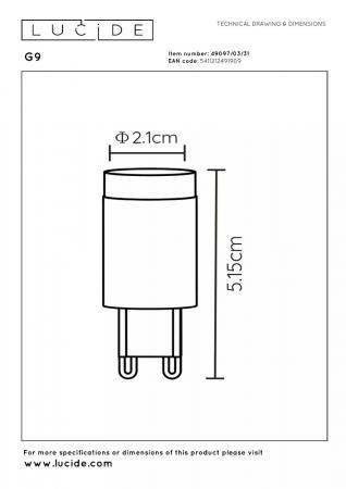  Lucide G9 - Led Lampe - Ø 2,1 cm - LED Dim. - G9 - 1x3W 2700K - Weiß