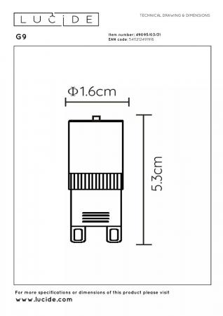 Lucide G9 LED Lampe 3,5W 2700K 350lm dimmbar Ø1,6cm