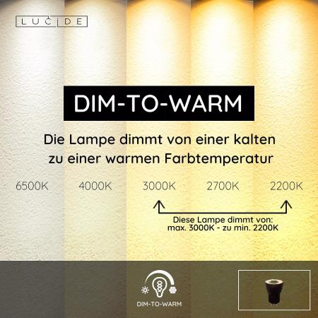  Lucide MR11 - Led Lampe - Ø 3,5 cm - LED Dim to warm - GU10 (MR11) - 1x4W 2200K/3000K - Schwarz  CRI 95