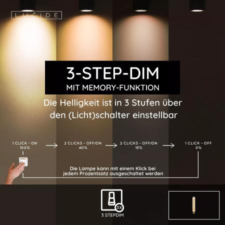 Lucide T32 LED Glühfadenlampe Ø3,2cm E27 4,9W 2200K Amber 3-StepDim (Memory)