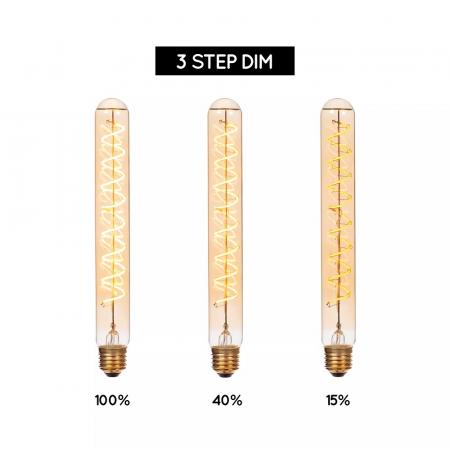 Lucide T32 E27 LED Filament 4,9W 2200K 450 lm 3-StepDim Amber mit Memory – dekorative Vintage-Glühfadenlampe