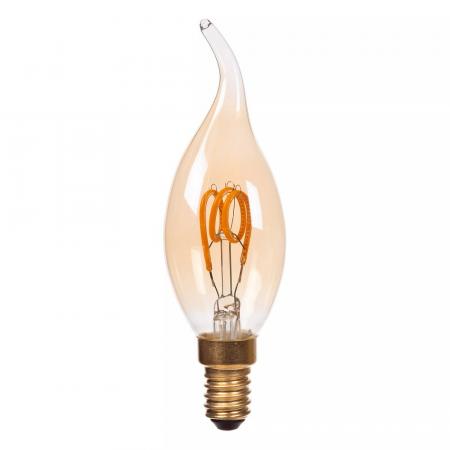 Lucide CT35 E14 LED Filament 3W 2200K 190 lm 3-StepDim Amber mit Memory – kompakte Vintage-Kerzenlampe