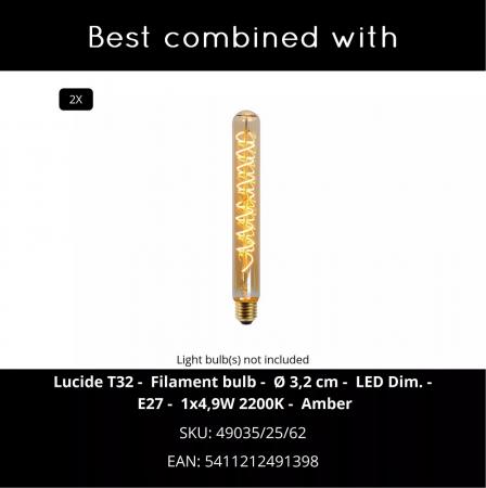 Lucide PILAR Wandleuchte Innen/Außen Schwarz E27 2x IP54 Glas Essential