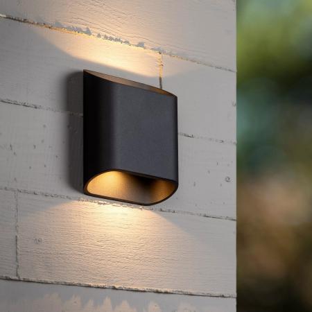 Lucide ATILA LED Wandleuchte IP65 Schwarz – 2x5W 2700K Up & Down