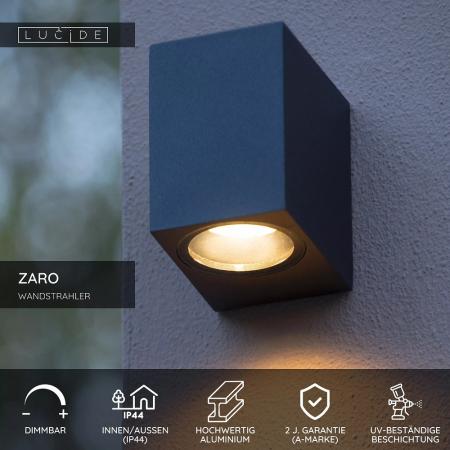 Lucide ZARO - Wandstrahler / Wandleuchte Innen/Außen - 1xGU10 - IP44 - Schwarz