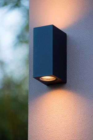 Lucide ZARO Wandstrahler IP65 Schwarz – 2x GU10 Außenwandleuchte modern