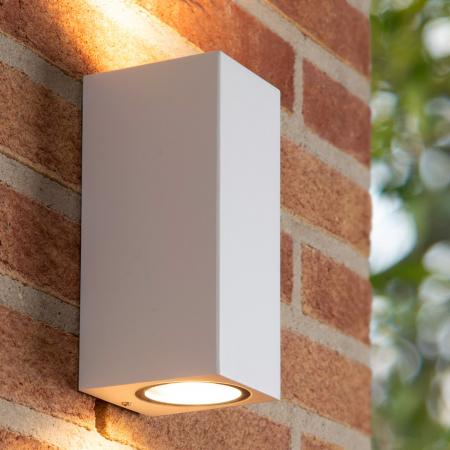 Lucide ZARO – Wandstrahler / Wandleuchte Innen & Außen – 2x GU10 – IP65 – Weiß