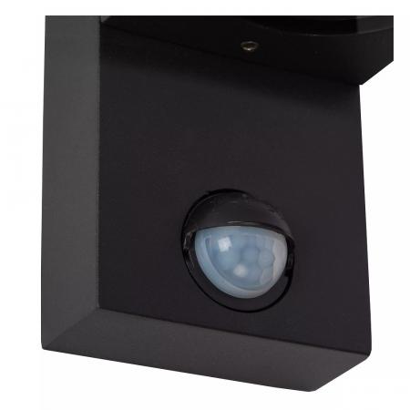 Lucide ZARO – Wandstrahler / Wandleuchte Innen & Außen – 2x GU10 – IP65 – Bewegung & Tag/Nacht-Sensor (abschaltbar) – Schwarz