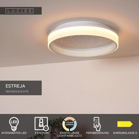 Lucide ESTREJA - LED Deckenleuchte Ø 40 cm 3-StepDim CCT 2500K–3000K Weiß