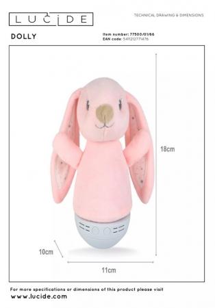 Lucide DOLLY Nachtlicht Kinderzimmer LED 2700K Musikfunktion Rosa