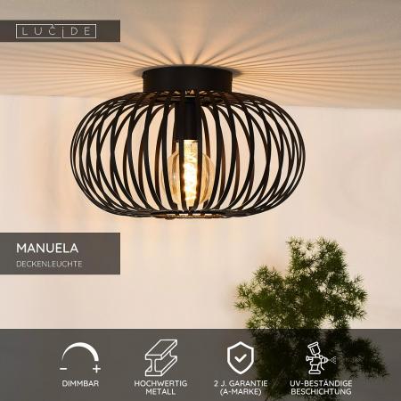 Lucide MANUELA Deckenleuchte Ø39,5 cm 1xE27 Schwarz
